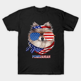 American Flag Pomeranian Dog Lover T-Shirt